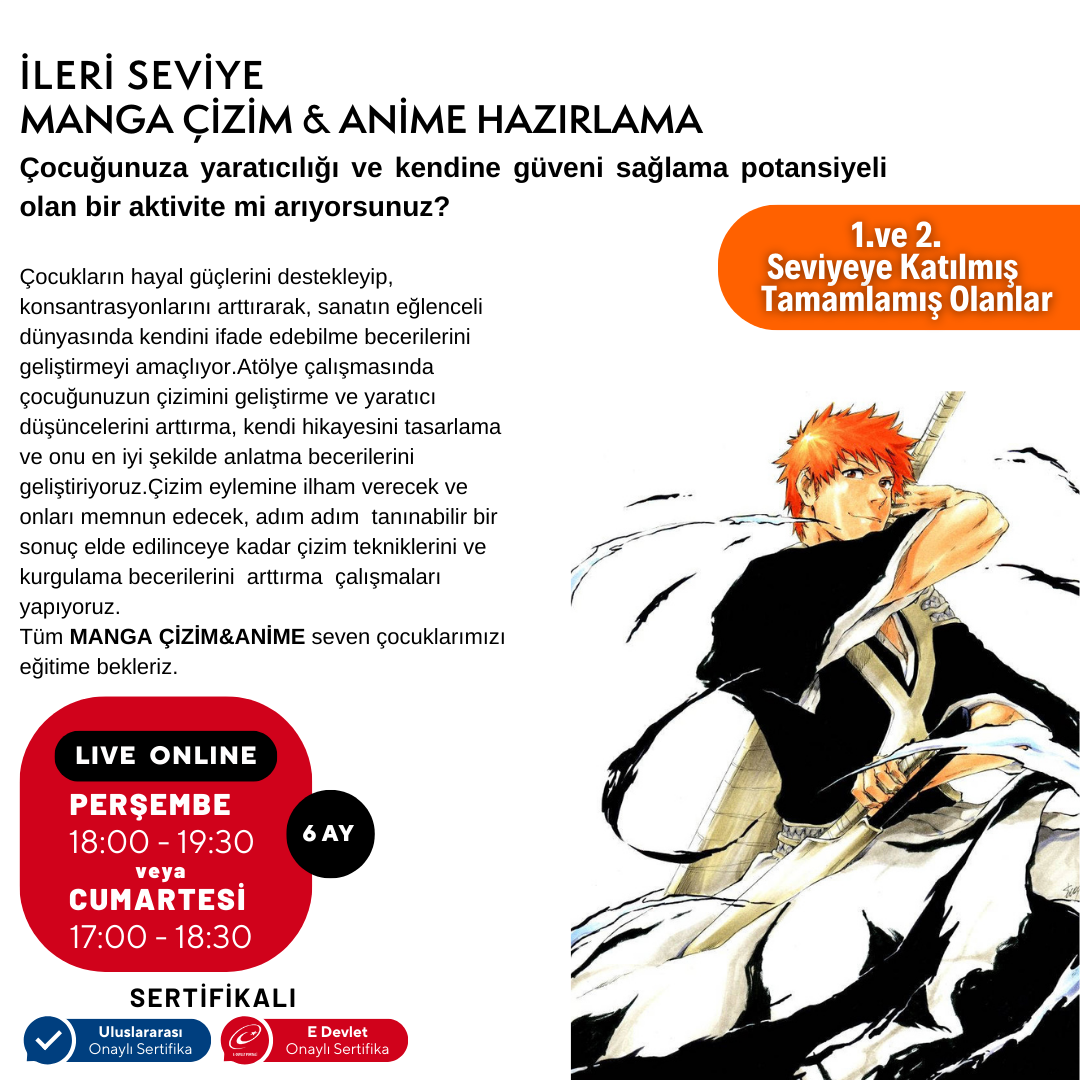 Manga-Zeichnen und Anime-Vorbereitung (Fortgeschrittenes Niveau) (10–16 Jahre)