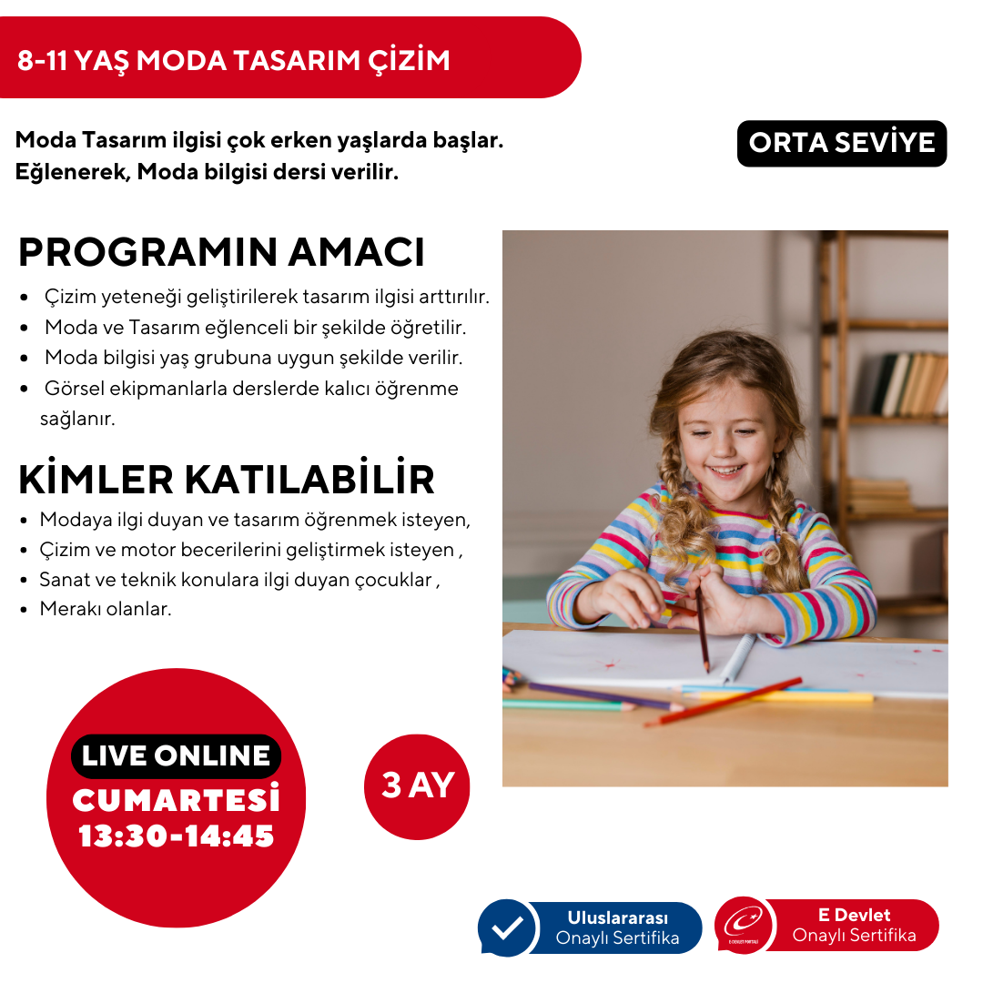 8-11 Yaş Moda Tasarımı Orta Seviye Çizim (Online)