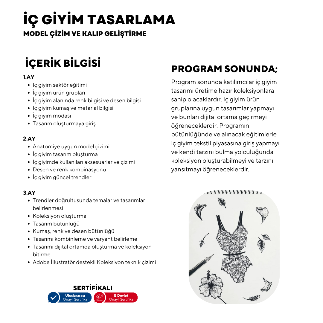 İç Giyim Tasarlama Model Çizim ve Kalıp Geliştirme -Başlangıç Seviyesi