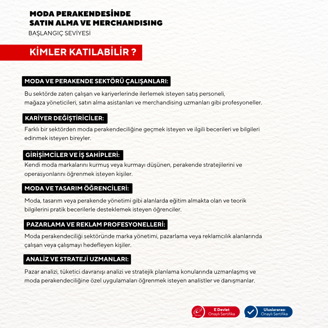 Moda Perakendesinde Satın Alma ve Merchandising( Online)-Başlangıç Seviyesi