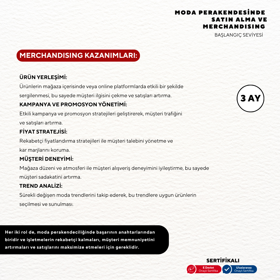 Moda Perakendesinde Satın Alma ve Merchandising( Online)-Başlangıç Seviyesi