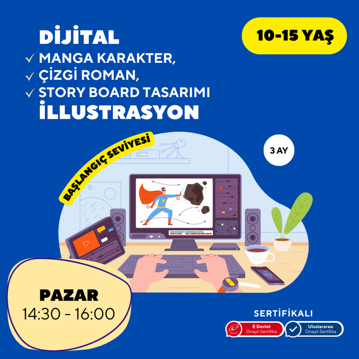 Dijital İllustrasyon  (10-15 yaş arası )-Başlangıç Seviyesi