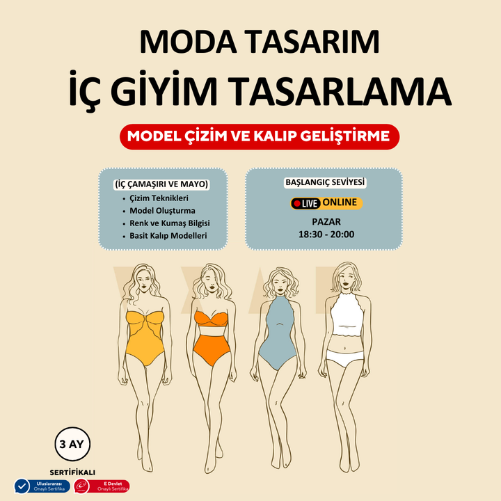 İç Giyim Tasarlama Model Çizim ve Kalıp Geliştirme -Başlangıç Seviyesi (Online)