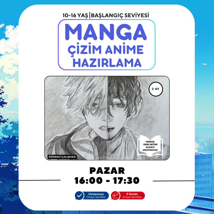 Manga Çizim ve Anime Hazırlama  (10-16 Yaş)- Yüz Yüze