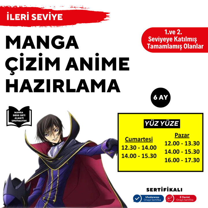 Manga Çizim ve Anime Hazırlama- Yüz Yüze  (İleri Seviye)(10-16 Yaş)
