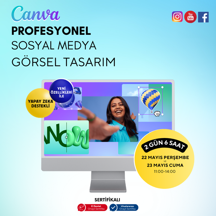 Profesyonel Sosyal Medya Görsel Tasarım  (Canva)- Yüz Yüze