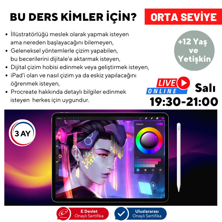 Procreate ile Dijital Sanat Öğreniyorum (+12 Yaş ve Yetişkin) (Orta Seviye)