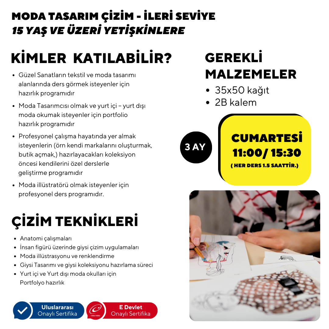 Moda Tasarım Çizim-İleri Seviye ( Yüz Yüze )