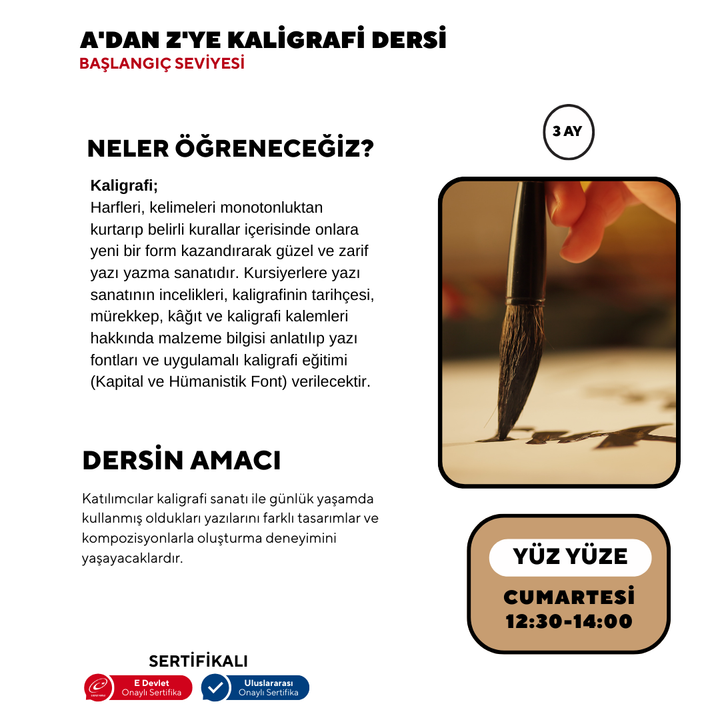 A'dan Z'ye Kaligrafi Dersi (Yetişkin) - Yüz Yüze