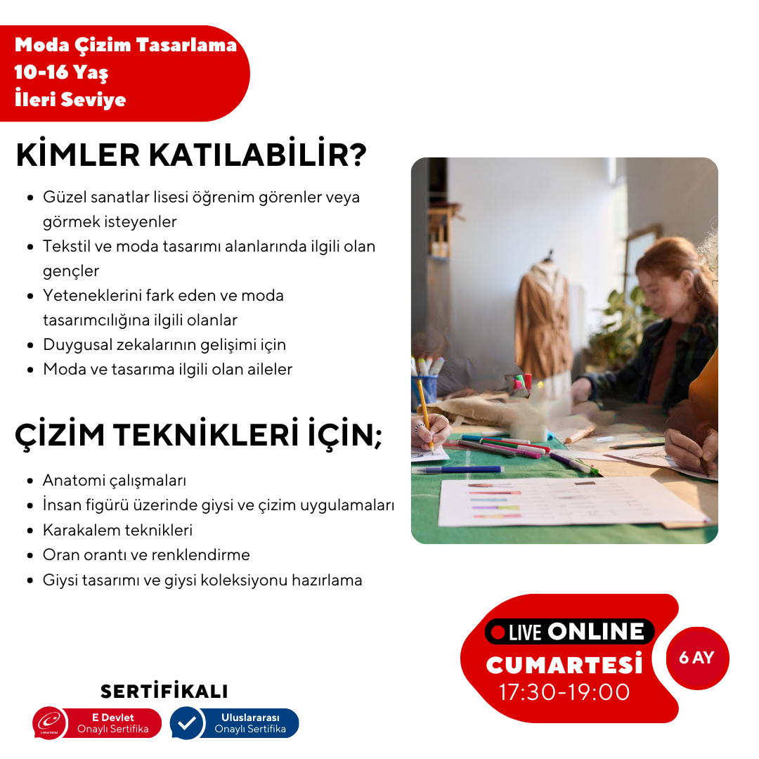 Moda Tasarım ve Çizim (10-16 Yaş) -İleri Seviye