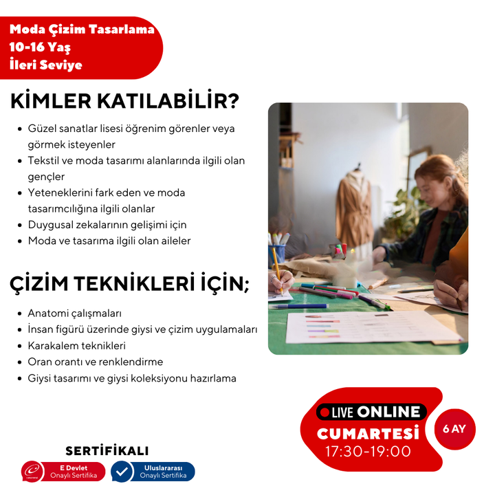 Moda Tasarım ve Çizim (10-16 Yaş) -İleri Seviye