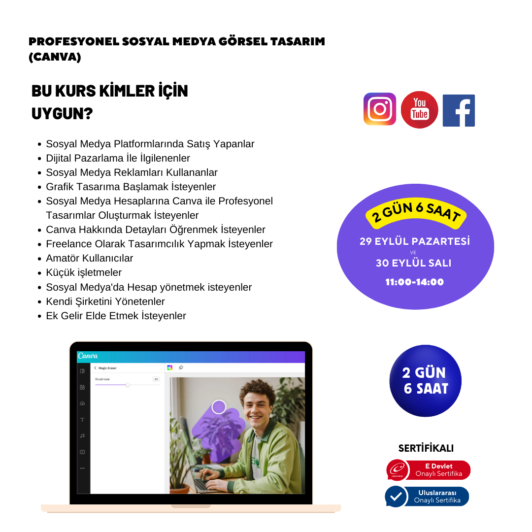 Profesyonel Sosyal Medya Görsel Tasarım  (Canva)- Yüz Yüze