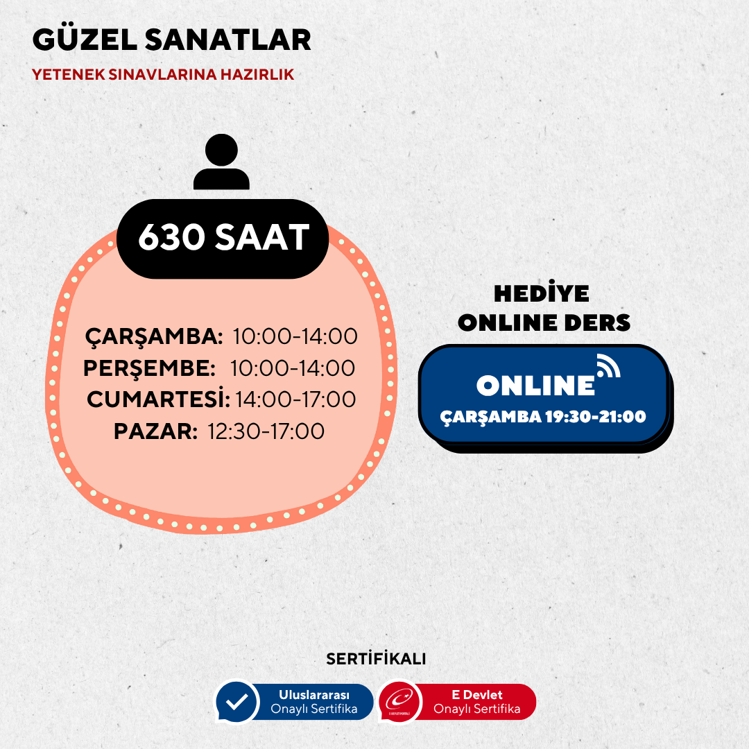 Güzel Sanatlara Hazırlık 630 Saat -Yüz Yüze