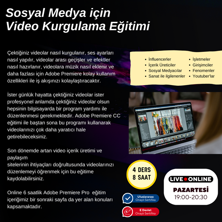 Adobe Premier ile Video Kurgu Eğitimi Online
