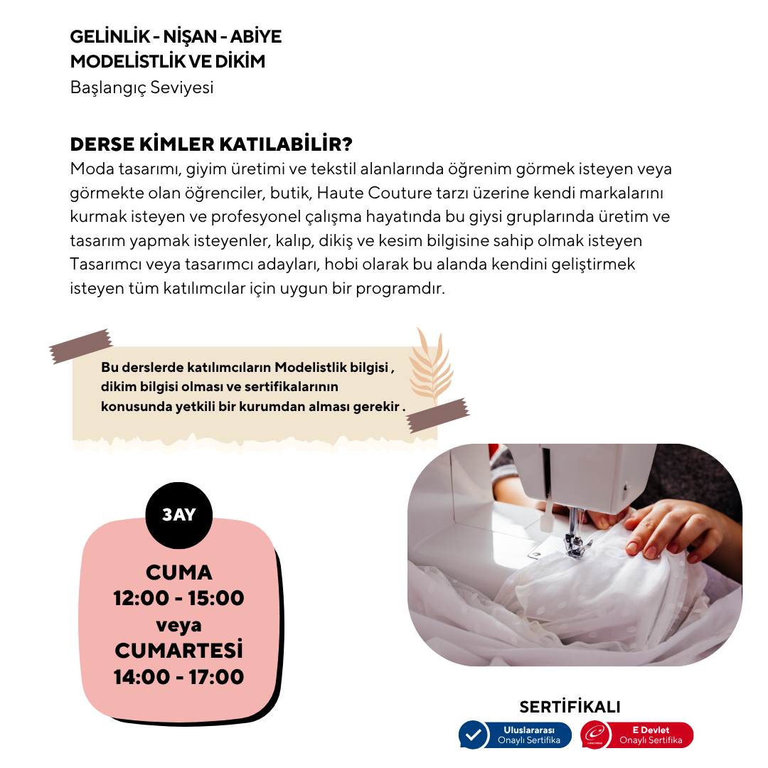 Design und Nähen von Braut-, Verlobungs- und Abendkleidern (Anfängerniveau)
