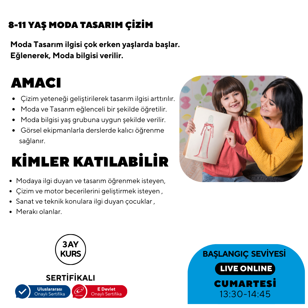 8-11 Yaş Moda Tasarımı Çizim (Online)