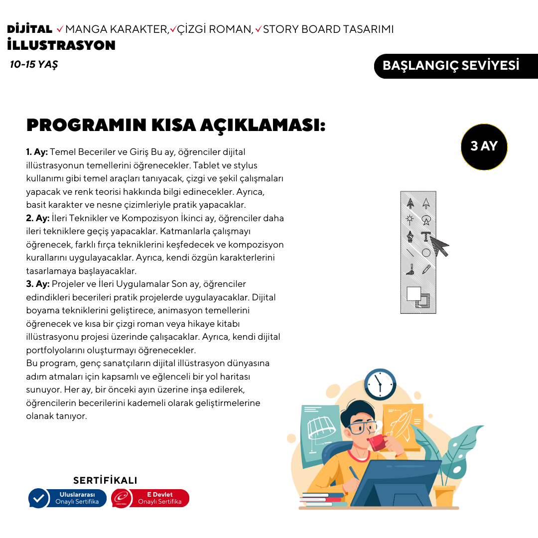 Dijital İllustrasyon  (10-15 yaş arası )-Başlangıç Seviyesi