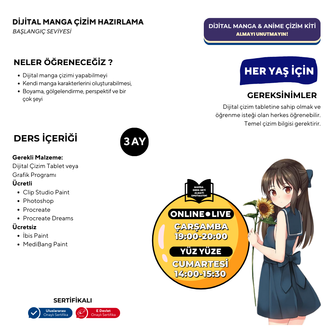 Dijital Manga Çizim Hazırlama Eğitimi