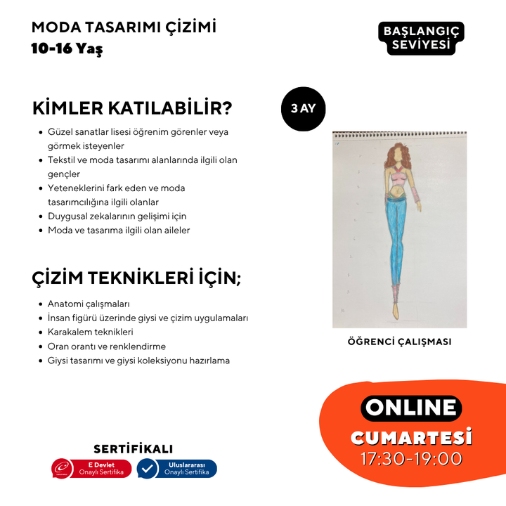 Moda Tasarım ve Çizim  (10-16 Yaş)