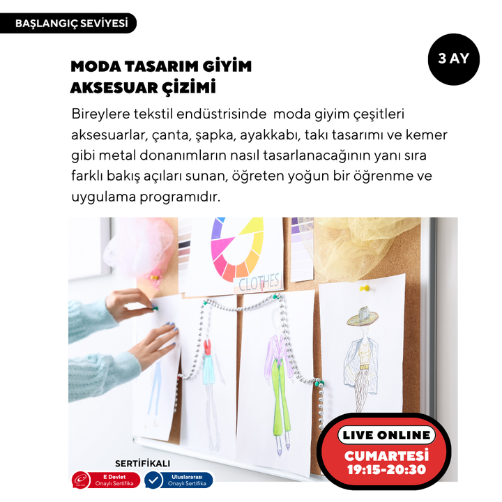 Disegno e sviluppo di modelli di accessori per abbigliamento e moda (online)