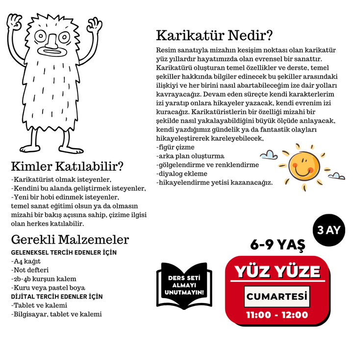 Karikatür Çizimi - Yüz Yüze (Orta Seviye) (6-9 Yaş )