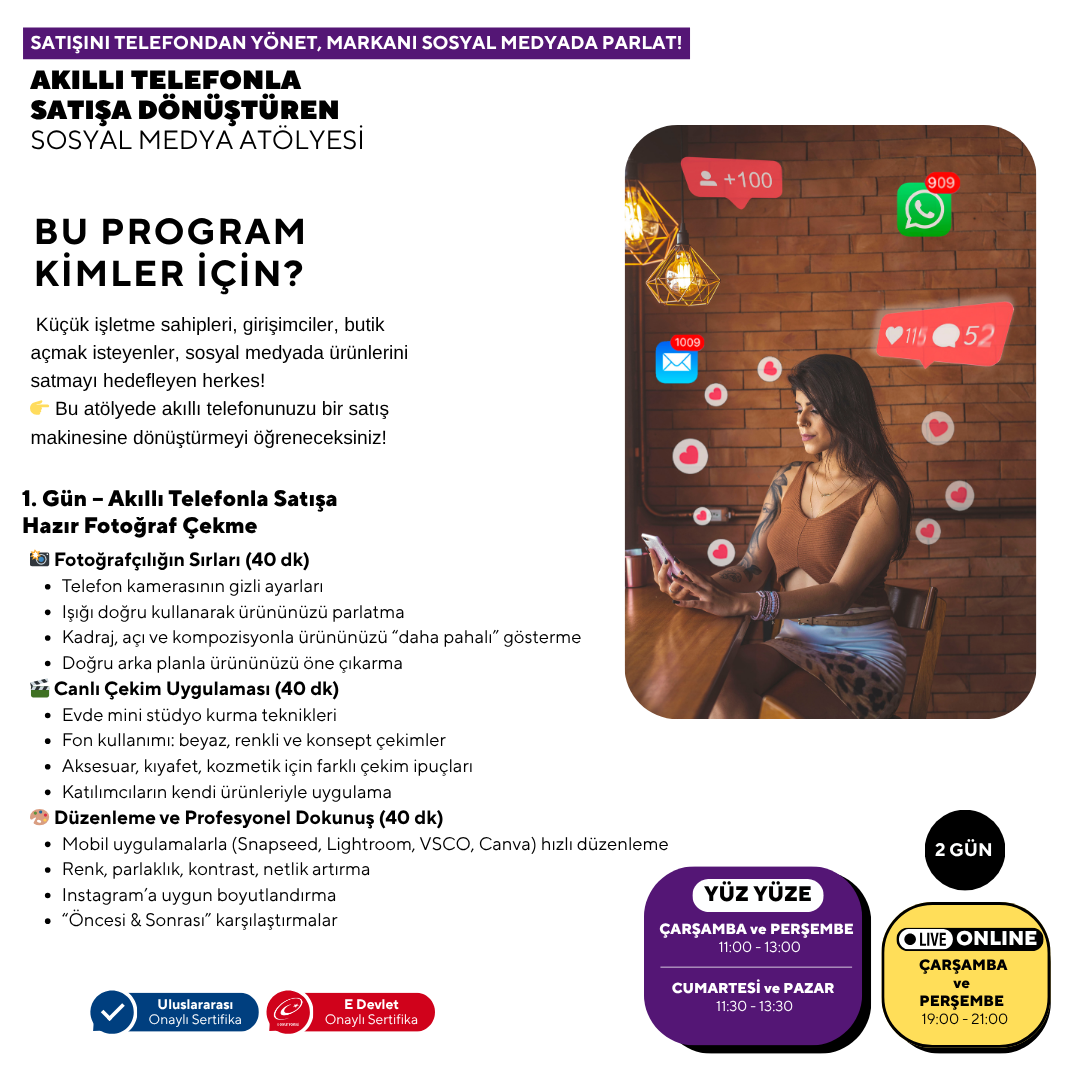 Social Media Workshop, der mit dem Smartphone zum Verkauf führt
