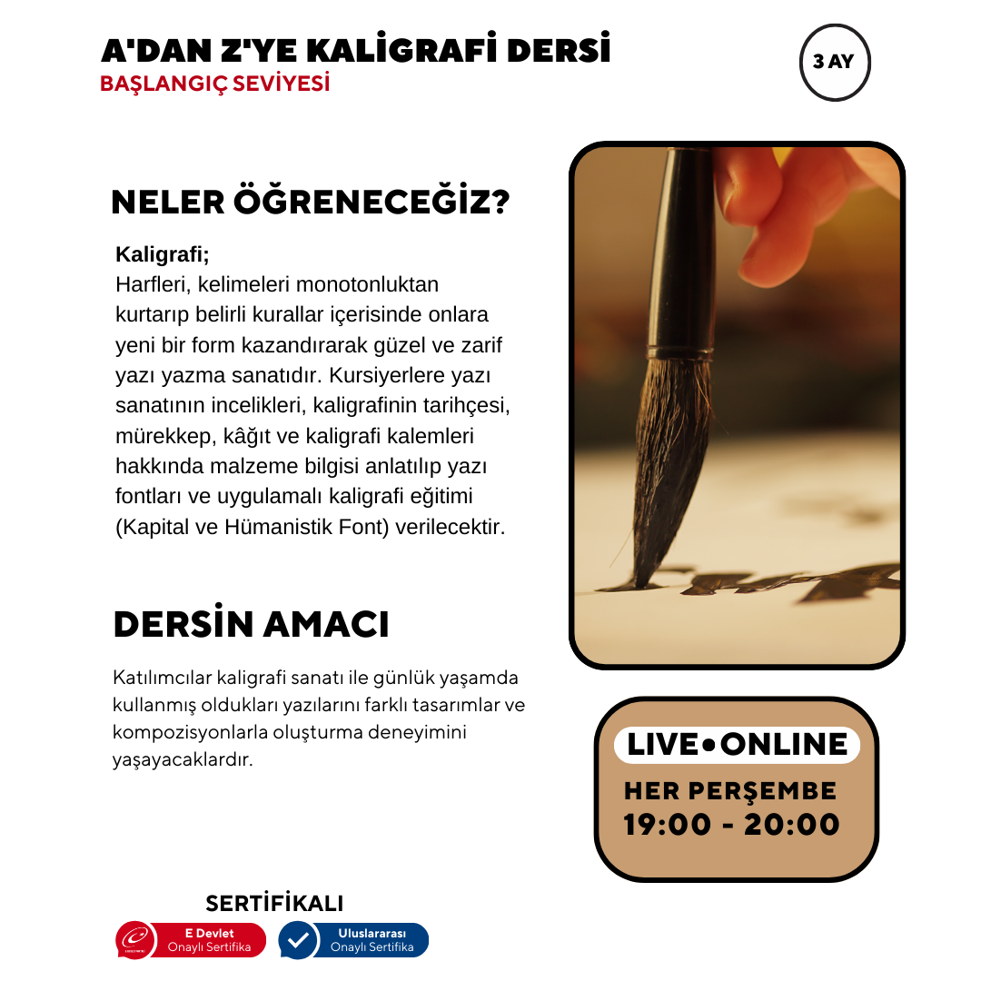 A'dan Z'ye Kaligrafi Dersi (Yetişkin)