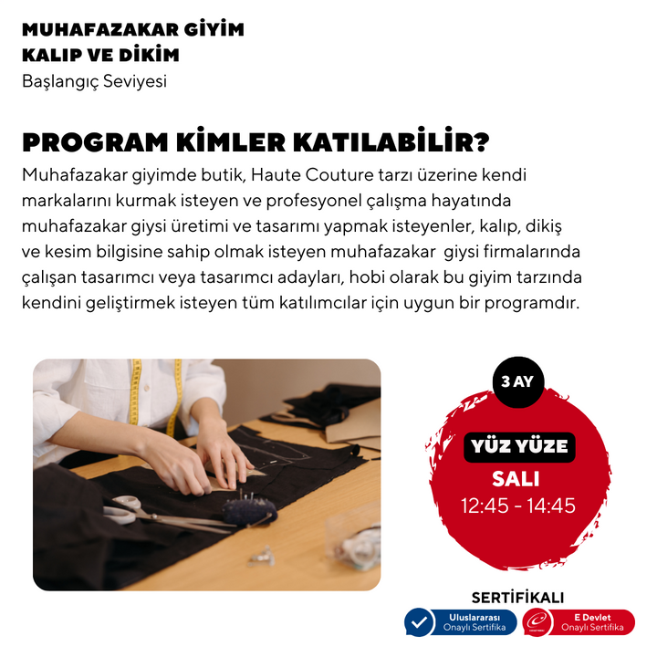 Muhafazakar Giyim , Kalıp ve Dikim  - Başlangıç Seviyesi