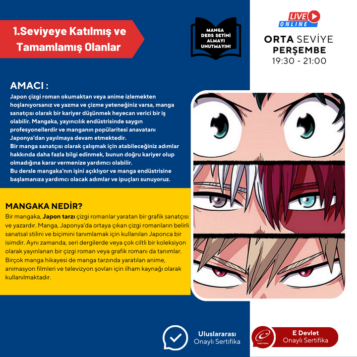 Mangaka Olmak için Japon Çizgi Roman (MANGA) Storyboard (Orta Seviye)