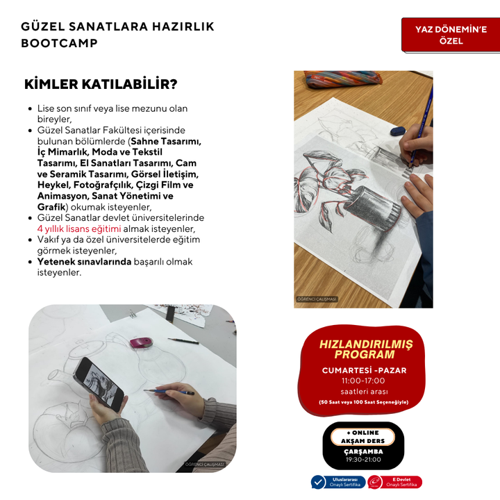 Güzel Sanatlara Hazırlık Bootcamp Programı - Yaz Kampı