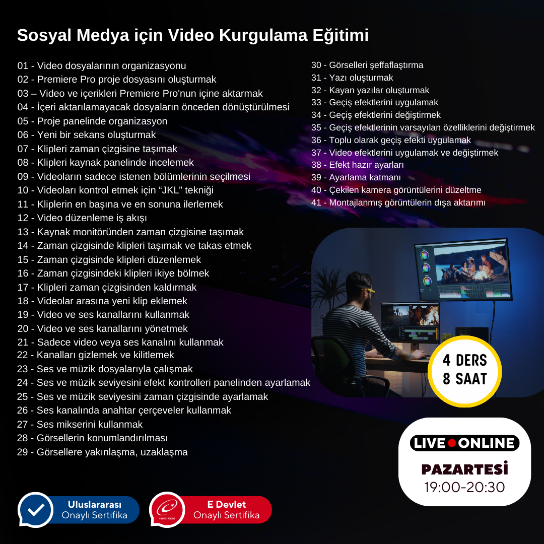 Adobe Premier ile Video Kurgu Eğitimi Online
