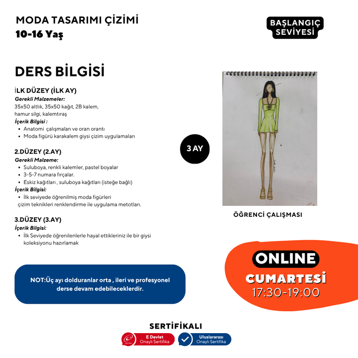 Moda Tasarım ve Çizim  (10-16 Yaş)