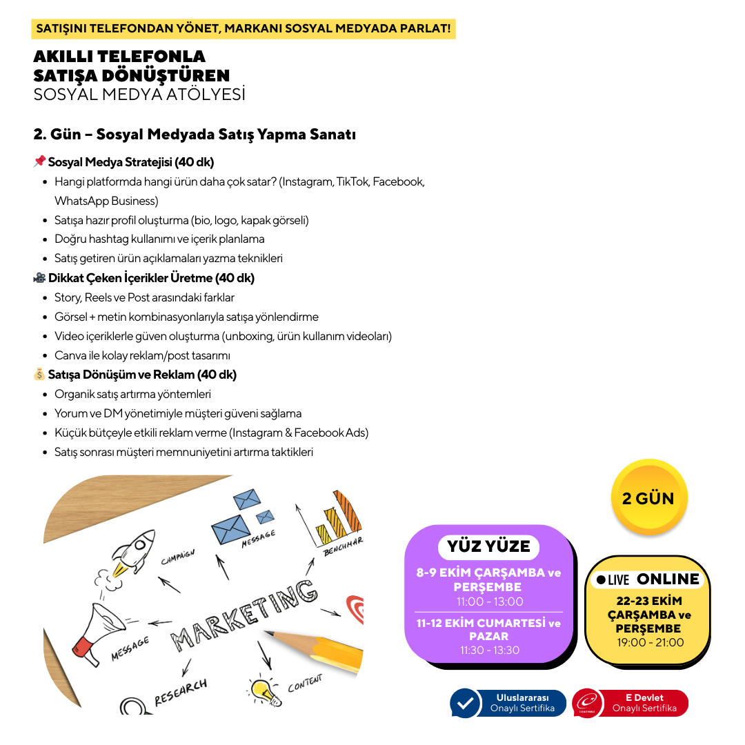 Akıllı Telefon ile Satışa Dönüştüren Sosyal Medya Atölyesi