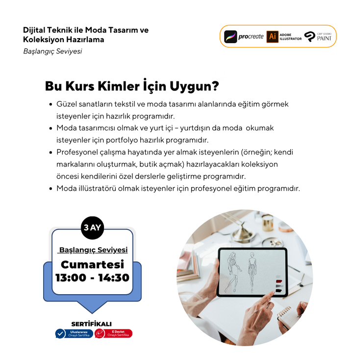 Dijital Teknik ile Moda Tasarım ve Koleksiyon Hazırlama Başlangıç Seviyesi(YüzYüze)