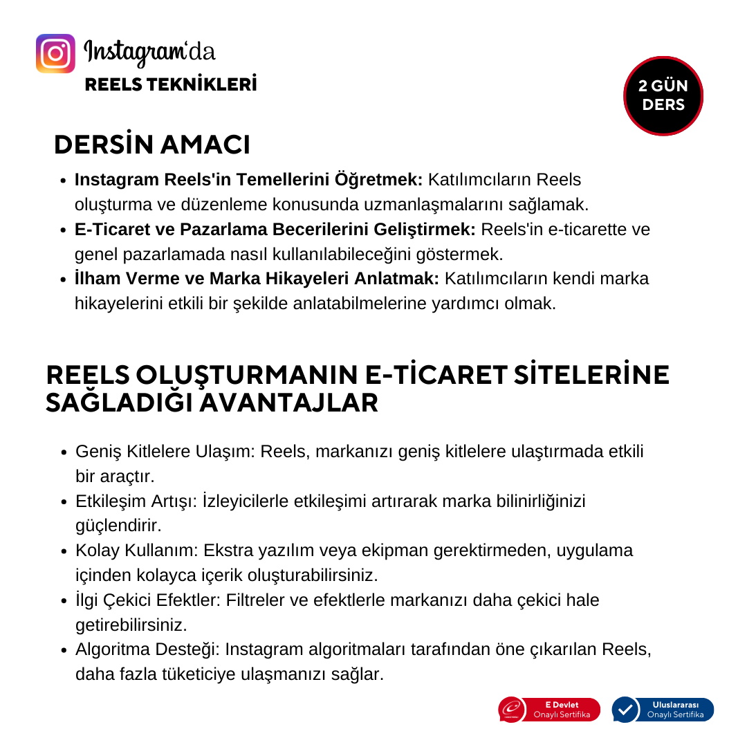 Instagram'da Reels Teknikleri -Online