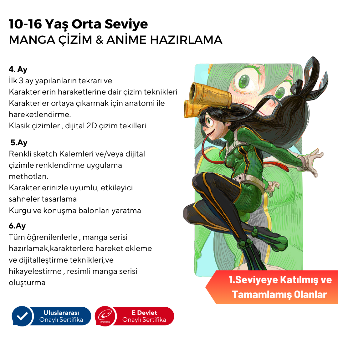 Manga Çizim ve Anime Hazırlama (Orta Seviye)(10-16 Yaş)