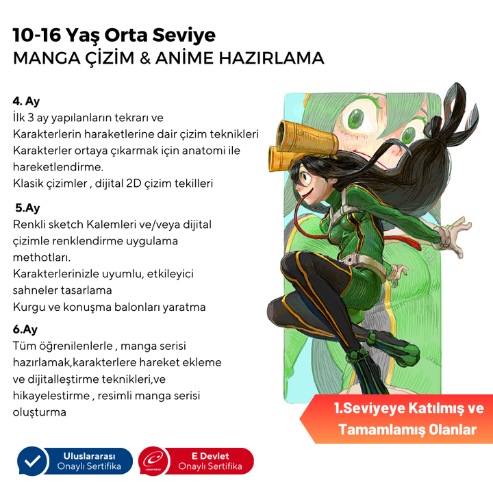 Manga Çizim ve Anime Hazırlama (Orta Seviye)(10-16 Yaş)