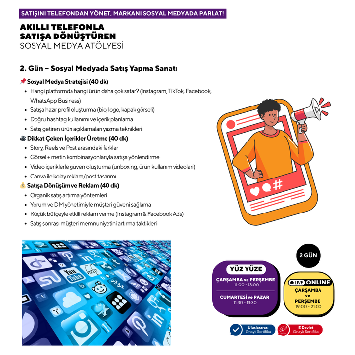 Social Media Workshop, der mit dem Smartphone zum Verkauf führt