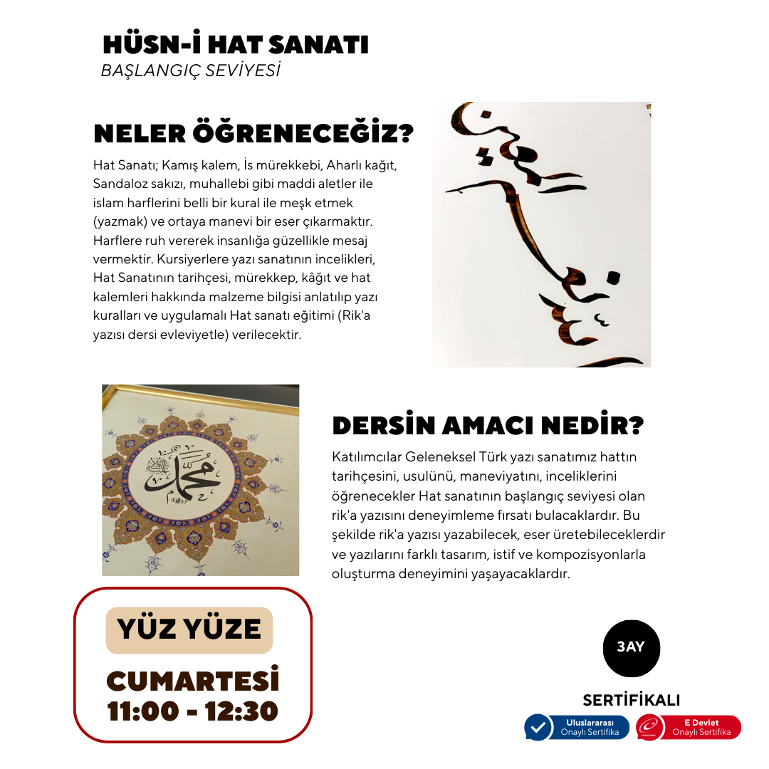 Hüsn-i Hat Sanatı (Yetişkin) - Yüz yüze
