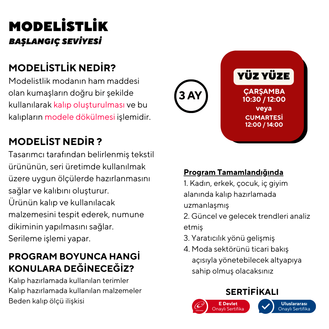 Modelistlik  (Başlangıç Seviyesi) -Yüz Yüze