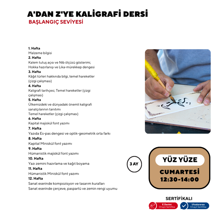A'dan Z'ye Kaligrafi Dersi (Yetişkin) - Yüz Yüze