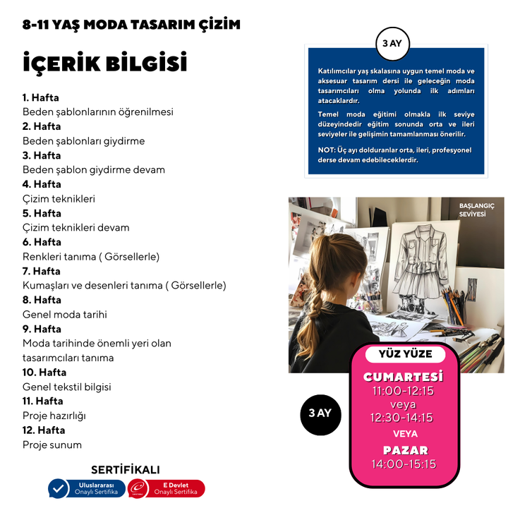 8-11 Years Fashion Design Drawing (Face to Face)