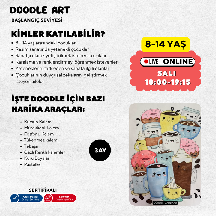 Doodle Sketching Art - Karalama Sanatı  (8-14 Yaş)