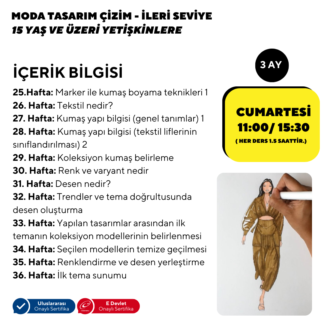 Moda Tasarım Çizim-İleri Seviye ( Yüz Yüze )