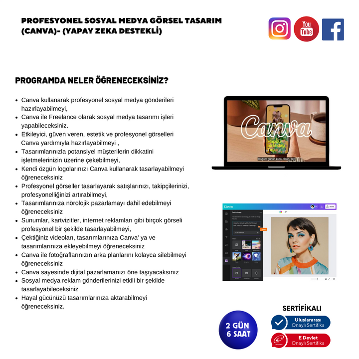 Profesyonel Sosyal Medya Görsel Tasarım  (Canva)- Yüz Yüze