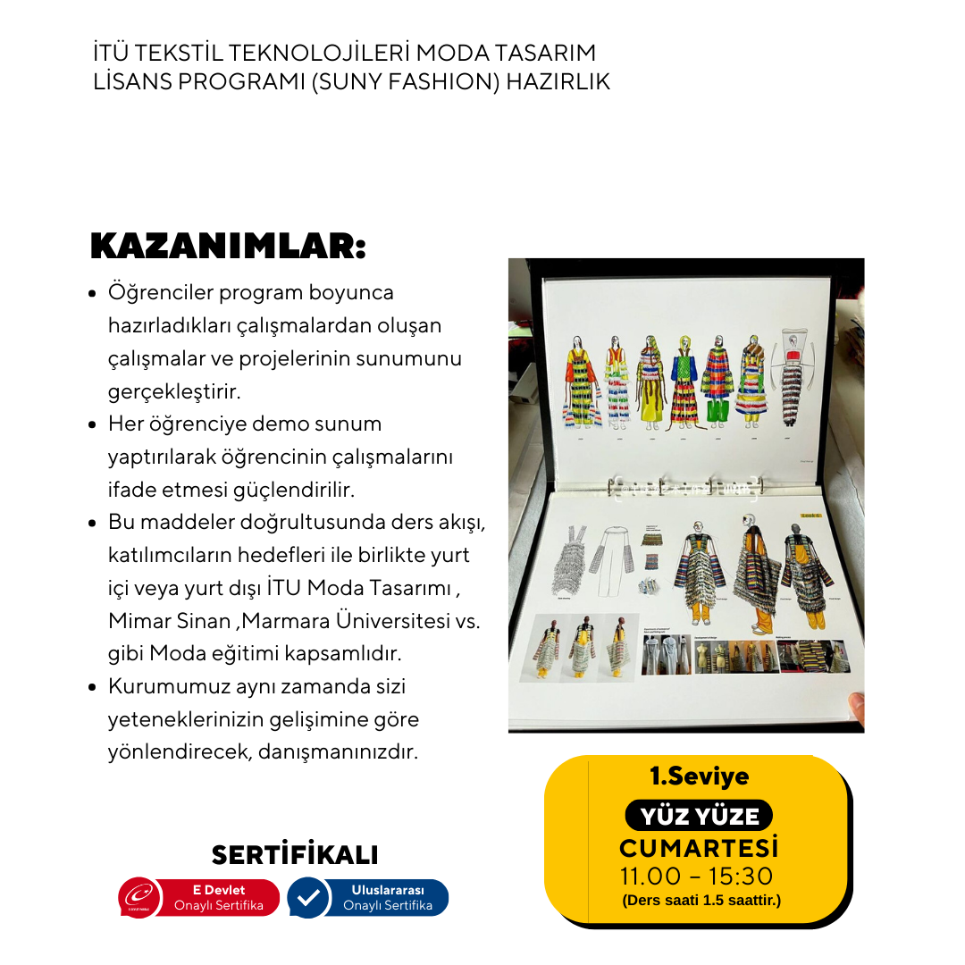 ITU Textile Technologies and Fashion Design Undergraduate Program (Suny Fashion) - Face to face