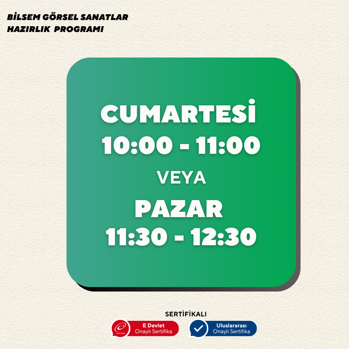 BİLSEM Görsel Sanatlar Hazırlık Programı - Yüz yüze