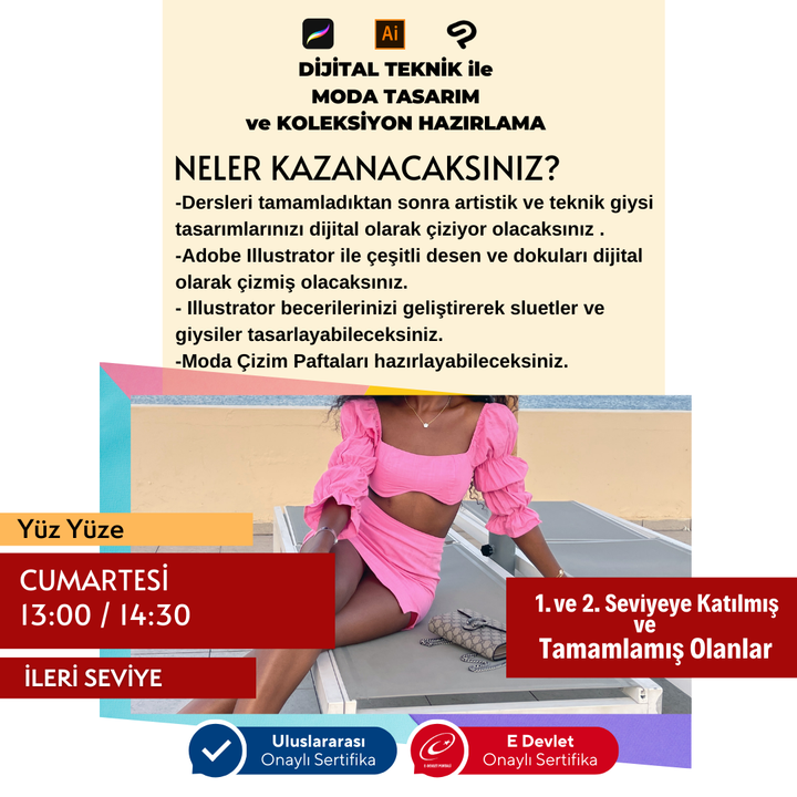 Moda Tasarım Dijital Çizim- (İleri Seviye) Yüz Yüze