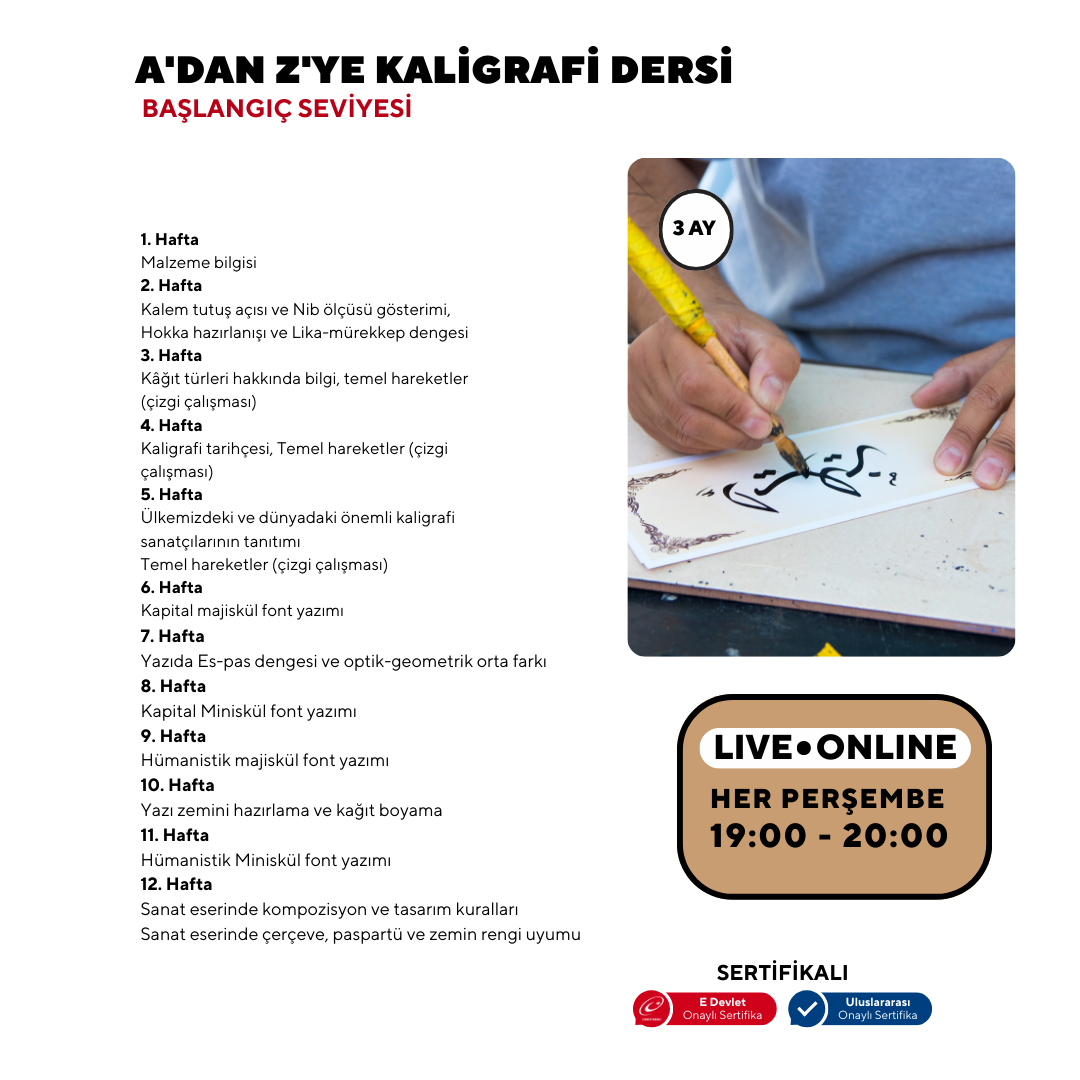 A'dan Z'ye Kaligrafi Dersi (Yetişkin)