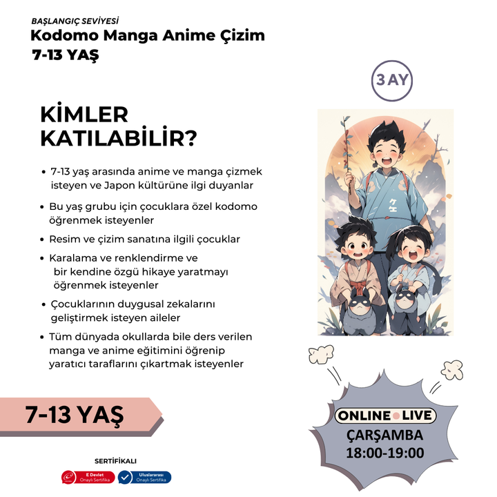 Kodomo Manga- und Anime-Zeichnen (7–13 Jahre)